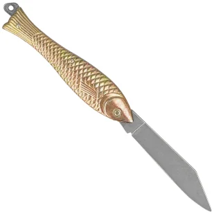 Nóż składany Mikov Fishlet 130 Gold, Stonewashed 420 (130-NZn-1/ZL STONEWASHED) - Noże - miniaturka - grafika 3