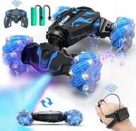 Zabawki zdalnie sterowane - BEZGAR Zdalnie Sterowany Samochód niebieski 4WD 2.4GHz z Muzyką LED prezent - miniaturka - grafika 1