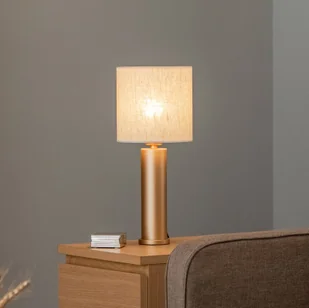 Argon Lampa stołowa Romina z lnianym kloszem, złota - Lampy stojące - miniaturka - grafika 1