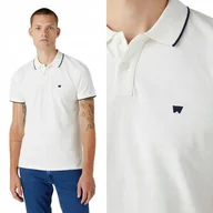 Koszulki męskie - Wrangler POLO SHIRT Worn White BIAŁA POLÓWKA POLO MAŁE LOGO REGULAR FIT M - miniaturka - grafika 1