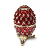 Pudełka i szkatułki - SZKATUŁKA W STYLU JAJA FABERGÉ Z CZERWONYM EMALIOWANYM WYKOŃCZENIEM - miniaturka - grafika 1