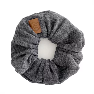 Gumka scrunchie merino - grafit - Ozdoby do włosów - miniaturka - grafika 1