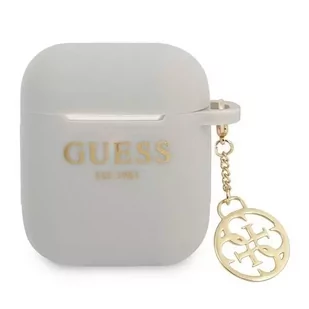 Guess GUA2LSC4EG AirPods cover szary/grey Silicone Charm 4G Collection - Akcesoria do słuchawek - miniaturka - grafika 1