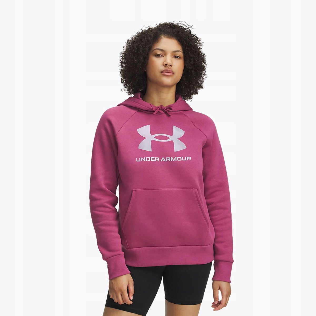 BLUZA DAMSKA Z KAPTUREM UNDER ARMOUR FUKSJA RIVAL FEELCE SHIMMER HOODY XXL