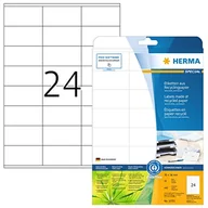 Etykiety do drukarek - HERMA 10703 etykiety z recyklingu, DIN A4 (70 x 36 mm, 20 arkuszy, papier z recyklingu, matowe) samoprzylepne, do zadrukowania, trwałe naklejki adresowe, 480 etykiet samoprzylepnych, naturalna biel - miniaturka - grafika 1