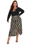 Spódnice - Trendyol Spódnica plus size - czarna - midi, Czarny, 72-Du?e rozmiary - miniaturka - grafika 1