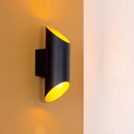 Lampy ścienne - Lucide Kinkiet LAMPA ścienna QUIRIJN 09233/01/30 metalowa OPRAWA ścięta tuba czarna złota 09233/01/30 - miniaturka - grafika 1