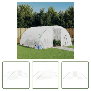 The Living Store Szklarnia z ramą stalową biała 16 m² 4x4x2 m - Szklarnie ogrodowe The Living Store Szklarnia z ramą stalową biała 16 m² 4x4x2 m - Szklarnie ogrodowe - miniaturka - grafika 1