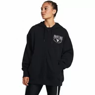 Koszulki sportowe damskie - Damska bluza treningowa rozpinana z kapturem Under Armour Project Rock HW Terry FZ OS Q1 - czarna - UNDER ARMOUR - miniaturka - grafika 1