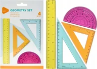 Przybory szkolne - ZESTAW GEOMETRYCZNY PRZYBORÓW GEOMETRYCZNYCH 4szt LINIJKA EKIERKA KĄTOMIERZ - miniaturka - grafika 1