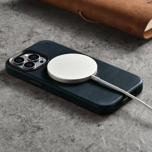 iCarer Oil Wax Premium Leather Case skórzane etui iPhone 14 Pro Max magnetyczne z MagSafe ciemnoniebieski (WMI14220704-BU) - Etui i futerały do telefonów - miniaturka - grafika 16