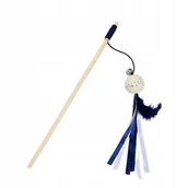 Zabawki dla kotów - Wędka Kota Kijek Zabawka na Patyku Piórkami 40 cm - miniaturka - grafika 1