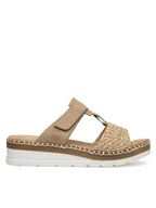 Klapki i japonki damskie - Rieker Klapki V1243-60 Beżowy - miniaturka - grafika 1