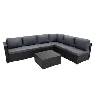 Zestaw 7 mebli modułowych Serafina Rattan - czarny - Meble ogrodowe - miniaturka - grafika 1