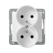 Gniazdka elektryczne - LEDart podwójne z uziemieniem, bez ramki - Ospel Impresja GP-2YRZ/m/00, kolor biały, 16A/250V - miniaturka - grafika 1