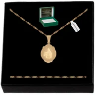 Biżuteria dla dzieci - ZŁOTY ŁAŃCUSZEK KOMUNIJNY NASZYJNIK + MEDALIK SZKAPLERZ 925/585 + GRAWER - miniaturka - grafika 1