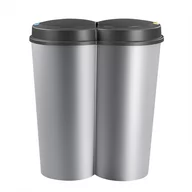 Kosze na śmieci - Kosz na śmieci Podwójny Srebrny Plastikowy 2x25L - miniaturka - grafika 1