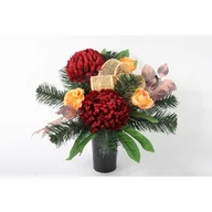 Sztuczne kwiaty - GOLIAT Stroik dekorowany w wazonie KWB-41 pomarańczowo-czerwony - miniaturka - grafika 1