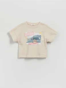 Reserved - T-shirt z wypukłym nadrukiem - beżowy - Bluzki dla niemowląt - miniaturka - grafika 1
