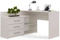 Biurka - Elior Beżowe biurko narożne z komodą kaszmir E9-P96 - miniaturka - grafika 1