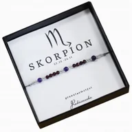 Bransoletki - Bransoletka z Kamieni Naturalnych SKORPION Znak Zodiaku Ametryna Granat 925 - miniaturka - grafika 1