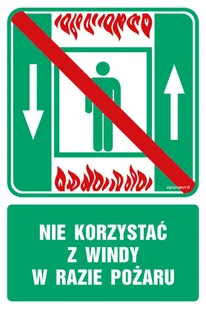 AC028 NIE KORZYSTAĆ Z WINDY W RAZIE POŻARU, TS - PŁYTA TD FOTOLUMINESCENCYJNA; (250X375MM) - Systemy ekspozycyjne i znaki informacyjne - miniaturka - grafika 1
