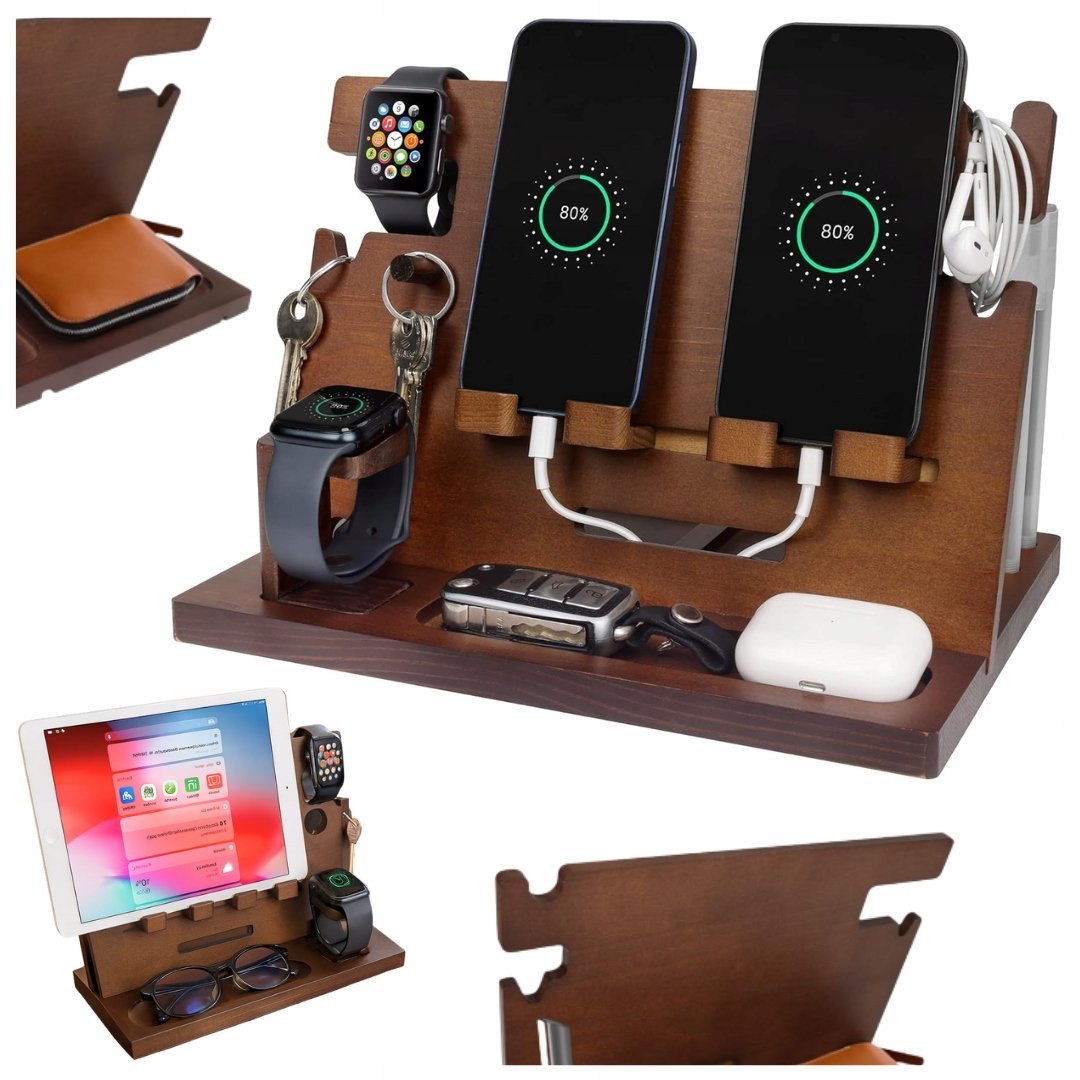 DREWNIANY STOJAK NA AKCESORIA ORGANIZER TACA WYSTAWOWA - PIĘKNY PREZENT