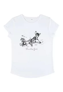 Koszulki i topy damskie - Disney Classics Women's Bambi Friendship Organic Rolled Sleeve t-shirt damski, biały, S, biały, S - grafika 1