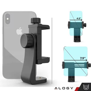 Uchwyt adapter na telefon do statywu selfie stick 1/4 Obrotowy 360 uniwersalny Alogy czarny - Selfie stick - miniaturka - grafika 9