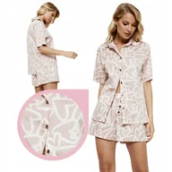 Piżamy damskie - Aruelle MILEY SHORT piżama króka bawełniana w serca różowa wygodna - L - miniaturka - grafika 1