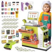 Zabawy w naśladowanie dorosłych - Zestaw Mini Market Kawiarnia Sklep EKSPRES DO KAWY dla dzieci SKANER KASA - miniaturka - grafika 1