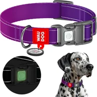 Obroże dla psów - Obroża dla psa nylonowa waudog nylon mono z paszportem qr, odblaskowa, plastikowy fastex, fioletowa, rozmiar l, 33-49 cm, 25 mm - miniaturka - grafika 1