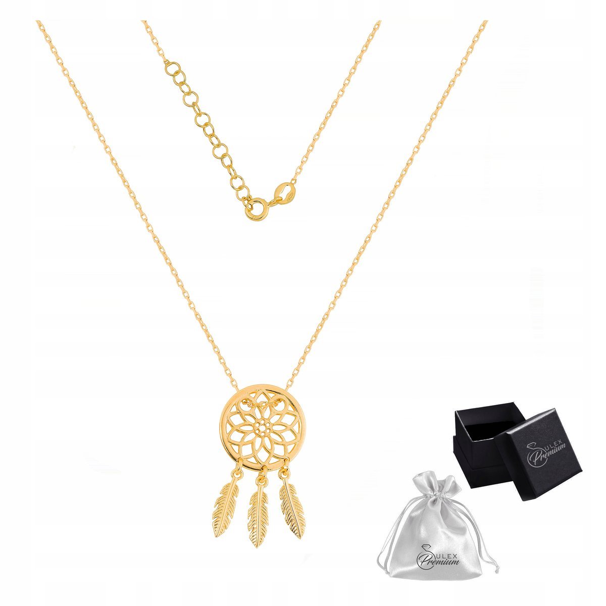 Naszyjnik srebrny pr. 925 Złota Kolia Celebrytka ŁAPACZ SNÓW na Prezent