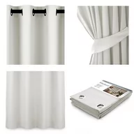 Zasłony - Zasłona BLACKOUT kolor biały styl klasyczny przelotki srebrne blackout 140x175 ameliahome - CURT/AH/BLACKOUT/EYELETS/WHITE/140X1 - miniaturka - grafika 1
