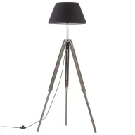 Lampy stojące - Szaro-czarna lampa stojąca drewniana trójnóg - P849-Verino - miniaturka - grafika 1