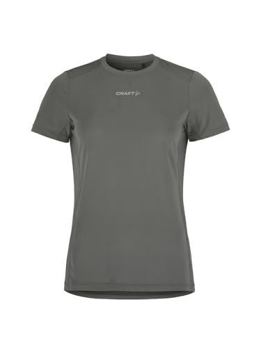 Craft Damska koszulka sportowa ADV Essence SS Tee 2 Granit – koszulka funkcyjna L ze strefami wentylacyjnymi – sportowy top z recyklingu na siłownię, jogę i trening na świeżym powietrzu