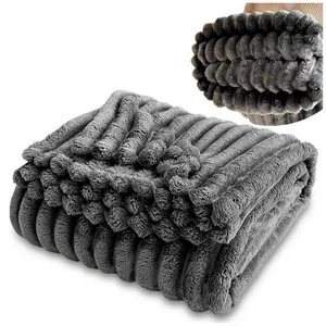 Koc 160 x 200 Mikrofibra Pluszowy Pasy Shirley 02 - Koce - miniaturka - grafika 1