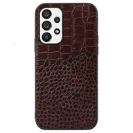 Etui i futerały do telefonów - Kompatybilny z Samsung Galaxy A53 5G Crocodile Texture Etui na telefon komórkowy Prawdziwy komputer powlekany skórą bydlęcą + pokrowiec TPU Espresso - miniaturka - grafika 1