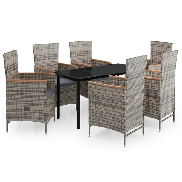 Stylowy zestaw mebli ogrodowych szaro-czarny, stół 140x70x74 cm, krzesła