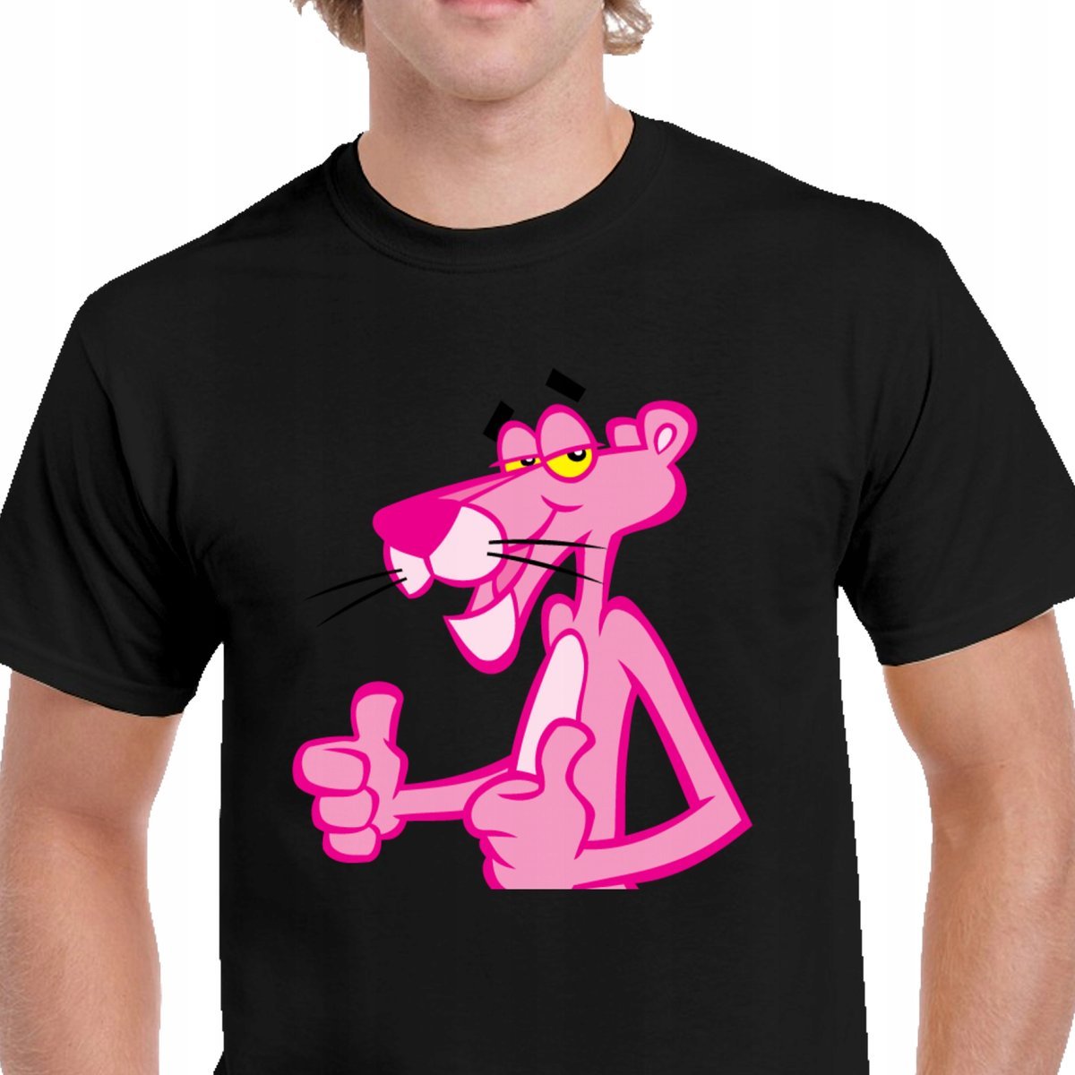 P207 Koszulka Męska Różowa Pantera Pink Panther Śmieszna Prezent Czarna Xxl