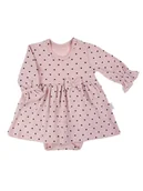 Body dla niemowląt - Niemowlęce sukienko-body długi rękaw dla dziewczynki serduszka pudrowa Nicol,r.86 - miniaturka - grafika 1