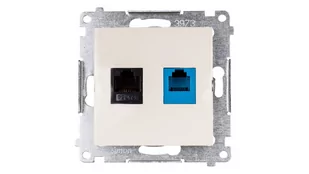 Kontakt Simon Simon 54 Gniazdo teleinformatyczne RJ45 kat.5e + RJ12 kremowe D5T.01/41 WMDK-0600xx-041 0001-00000-35763 [4349497] - Gniazdka elektryczne - miniaturka - grafika 1