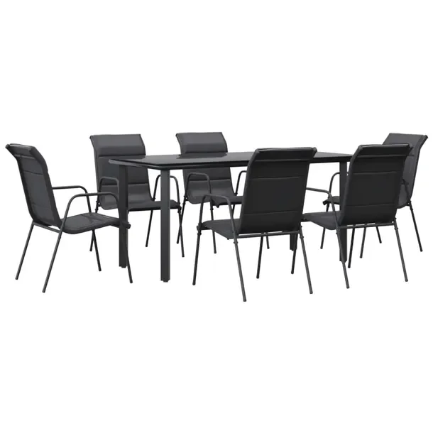 Zestaw Mebli Ogrodowych z Stali i Szkła, Stół 160x80x74 cm, Krzesła 51x