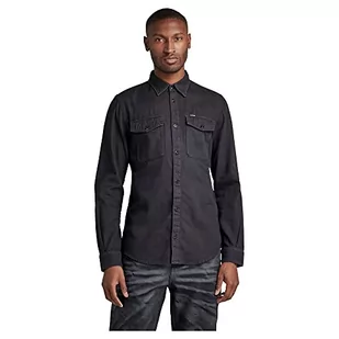 G-STAR RAW Men's Marine Slim koszula męska, czarna (Caviar gd 7647-D578), M - Koszule męskie - miniaturka - grafika 1
