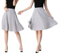 Spódnice - ELEGANCKA SPÓDNICA PLISOWANA MIDI SPÓDNICZKA NA GUMCE RETRO KOLORY S/M - miniaturka - grafika 1