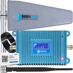 Zestaw Wzmacniacz Zasięgu Sygnału Telefonu Internetu Komórkowego GSM Blue LCD GSM980 + Antena T2 23dBi 10m + Bat - Wzmacniacze sygnału wifi - miniaturka - grafika 1