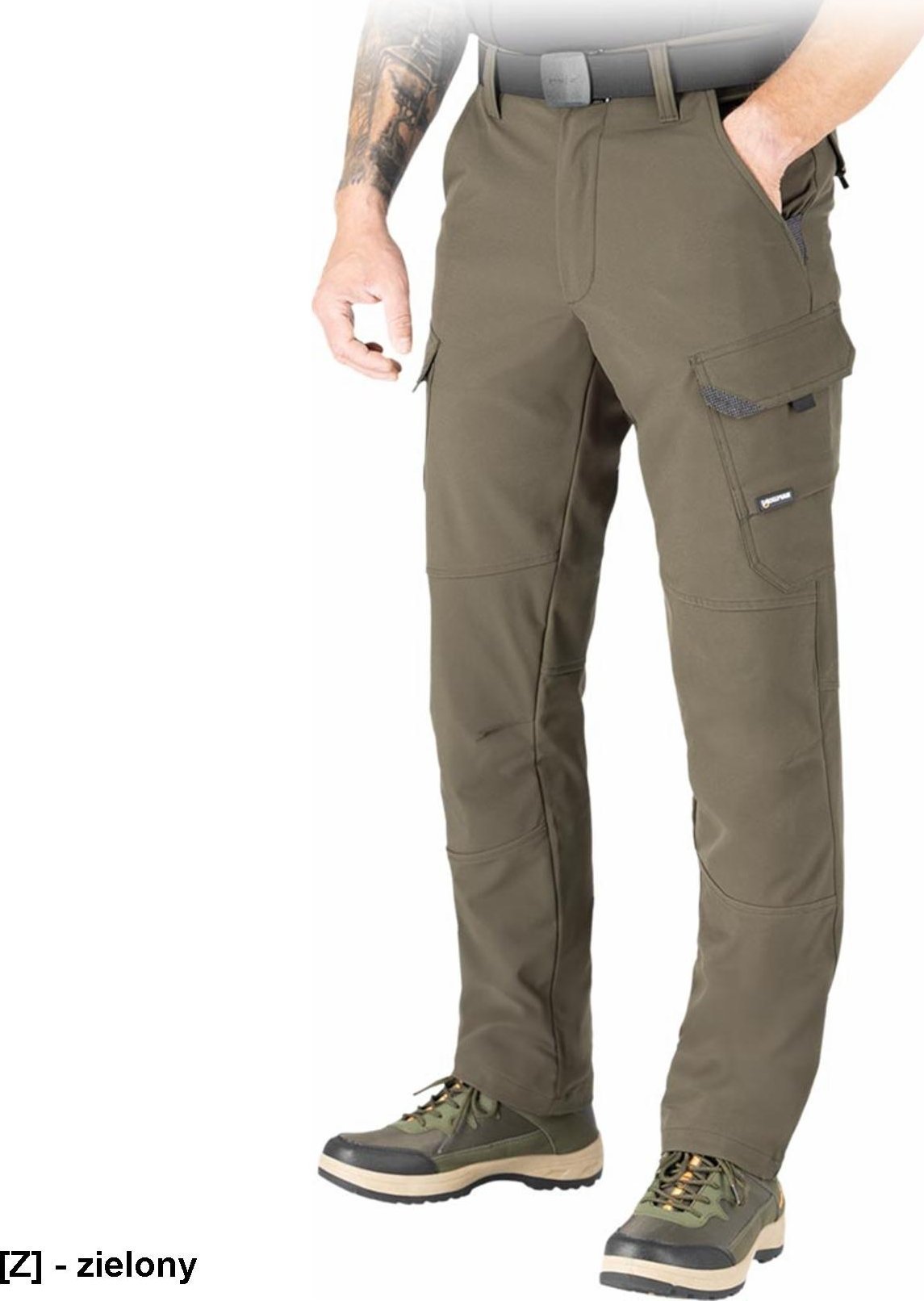 R.E.I.S. LH-RANCHER - Spodnie ochronne do pasa męskie 4 kieszenie softshell 4-kierunkowy stretch 94% poliester 6% elastan membrana TPU 100% poliester single jersey 220 g/m2 60