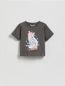 Bluzki dla niemowląt - Reserved - Świąteczny t-shirt z nadrukiem - ciemnoszary - miniaturka - grafika 1