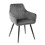 Krzesła - Krzesło ETIENNE welurowe szare 56x61x86 cm HOMLA - miniaturka - grafika 1