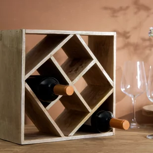 Stojak na wino SJAL MANGO drewniany 33x33 cm HOMLA - Pozostałe akcesoria barmańskie - miniaturka - grafika 1